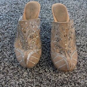 Embellished Tan Mules